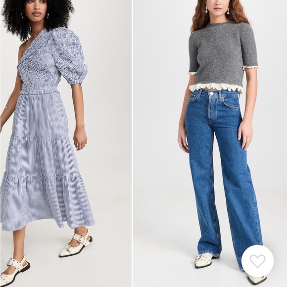 Ganni Wide Welt Buckle Ballerina Flats Naplack - Egret - Picture 6 of 11